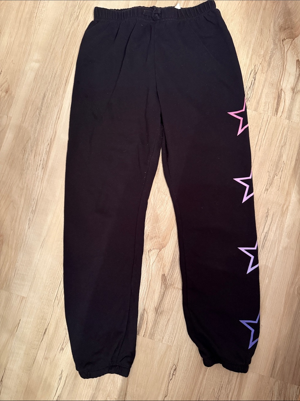 The Children's Place Black Joggers with Pink to Purple Star Trim